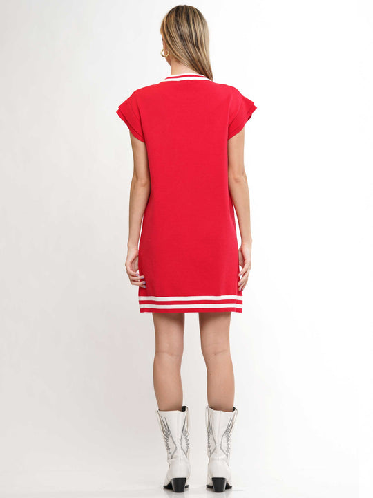 Game Day Ruffled Sleeve Knit Dress