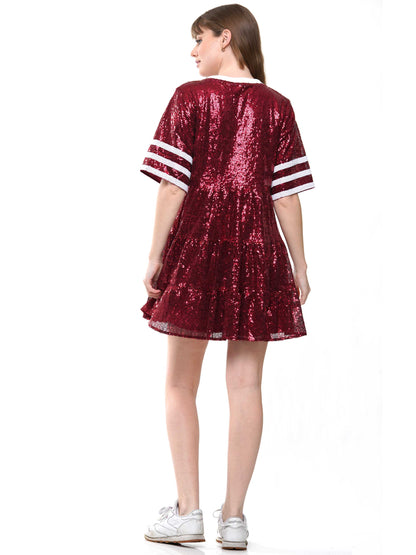 Double Zero Jersey Baby Doll Sequin Dress