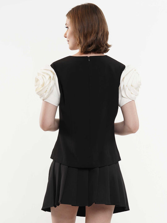 3D Flower Short Sleeve Top