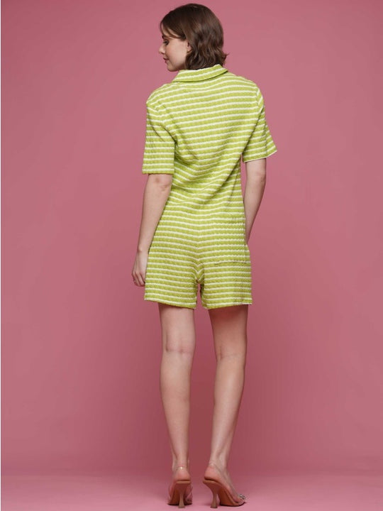 Drop Waist Striped Romper