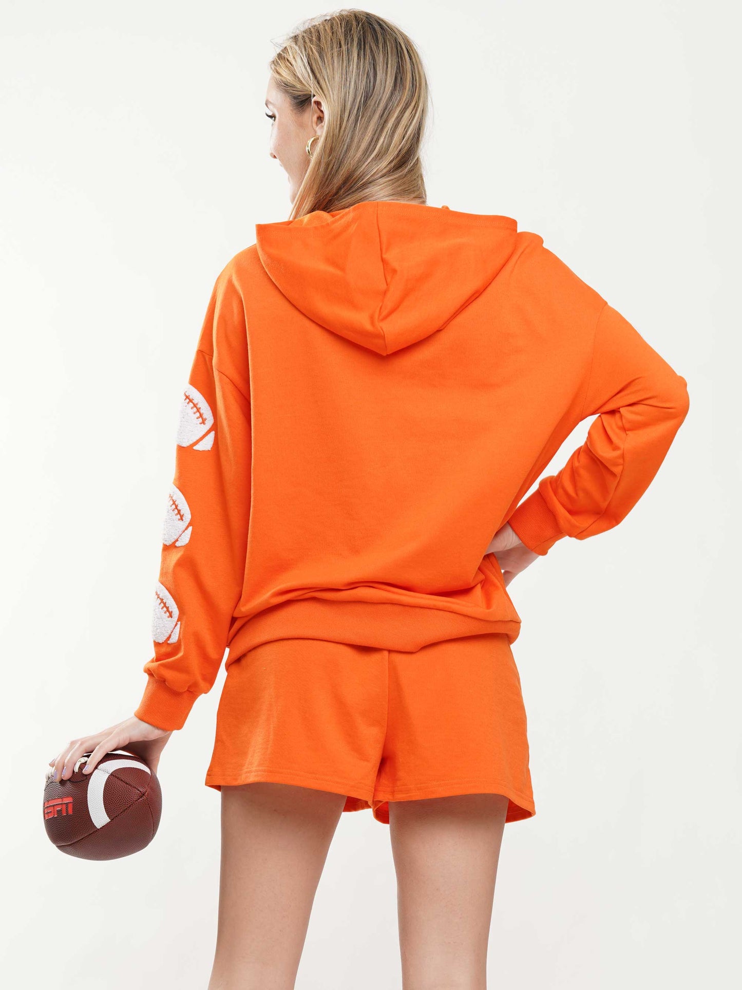Football Chenille Hoodie & Shorts Set