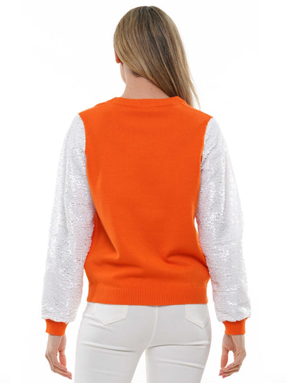 Sequin Sleeve Football Sweater