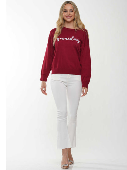 Gameday Script Sequin Sweater