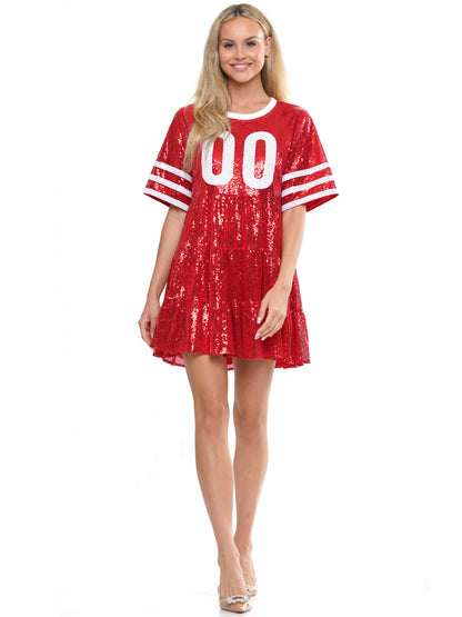 Double Zero Jersey Baby Doll Sequin Dress