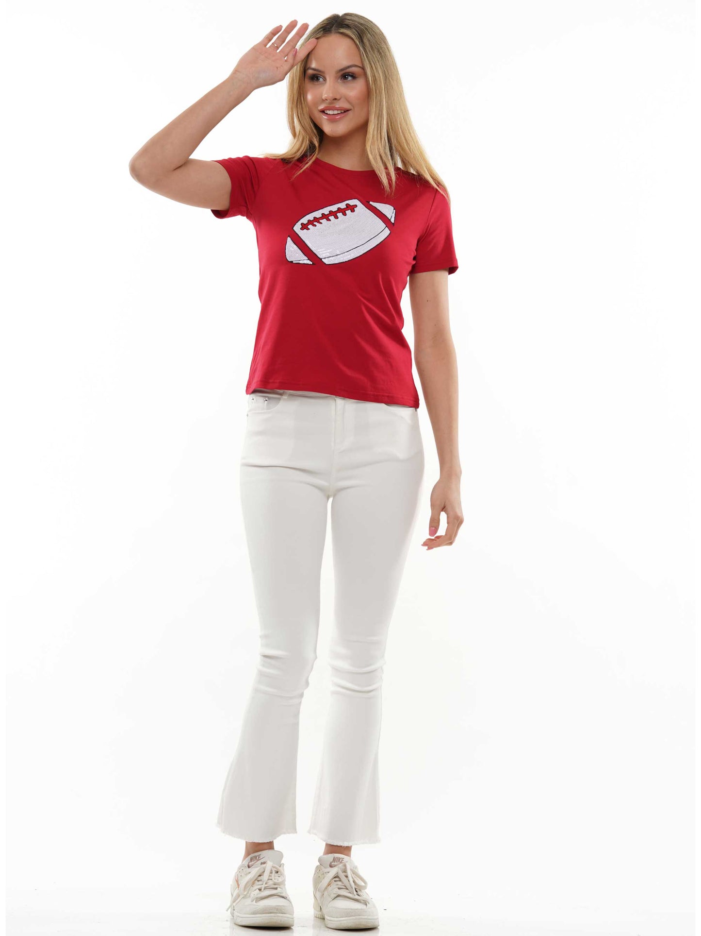 Football Sequin Fitted Tee