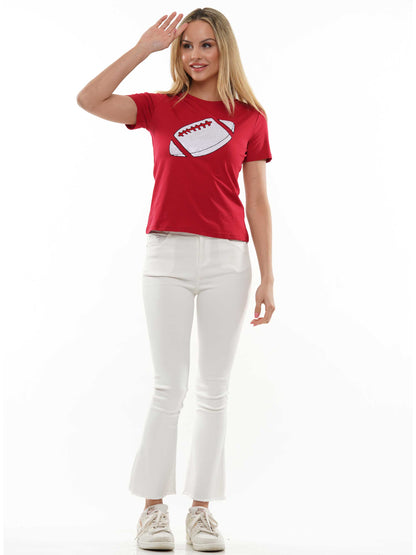 Football Sequin Fitted Tee