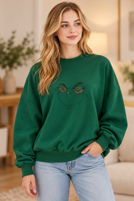 Green Monster Rhinestone Sweatshirt