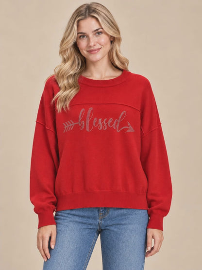 Blessed Rhinestone Sweater