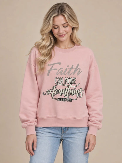 Faith Can Move Mountains Rhinestone Crewneck Sweatshirt