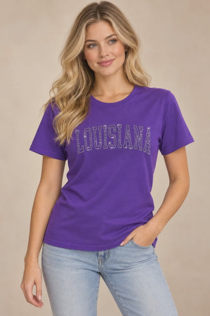 Louisiana Rhinestone Fitted Tee